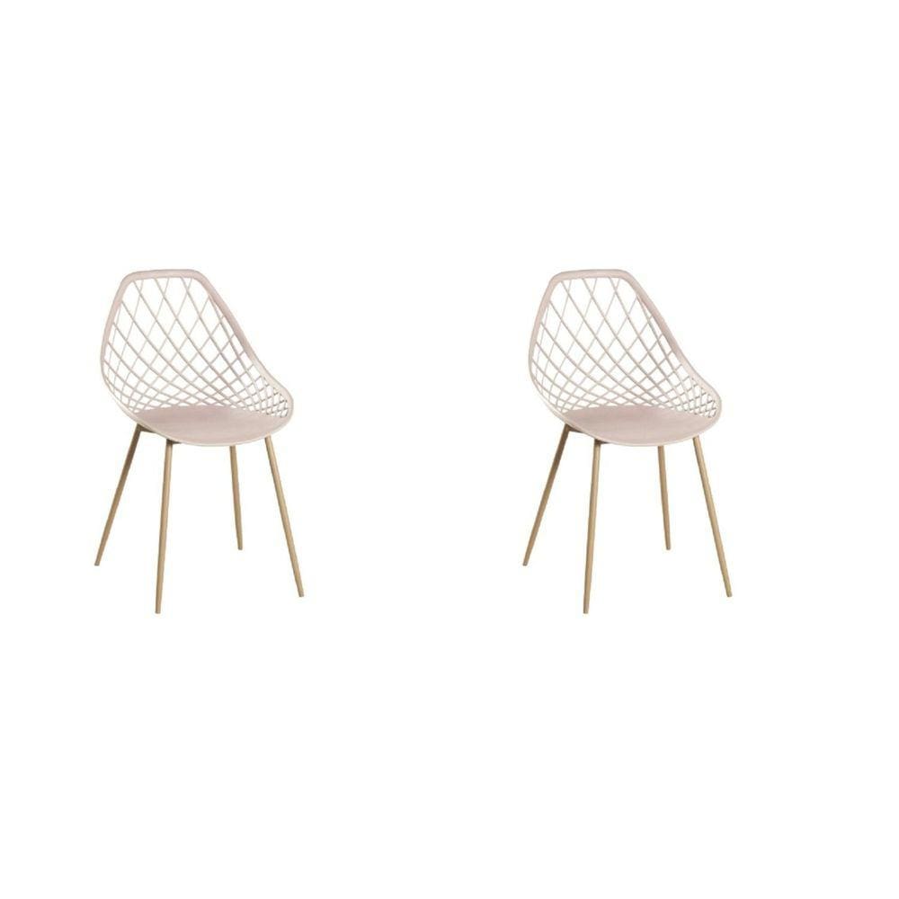 Kit 2 Cadeiras Cloe Base Aço Rivatti Nude