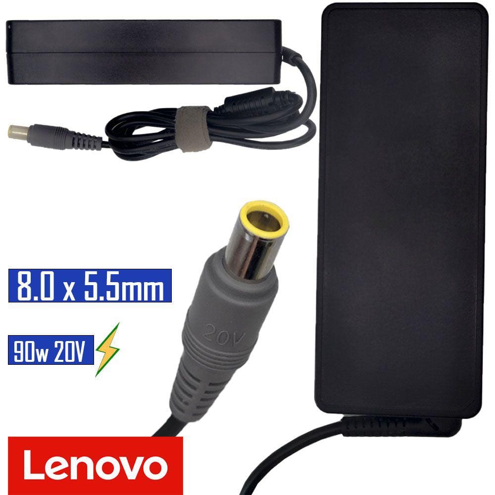Fonte Carregador Notebook Lenovo 20V 4.5A 90w Pino 8.0 x 5.5mm Redondo Compatível