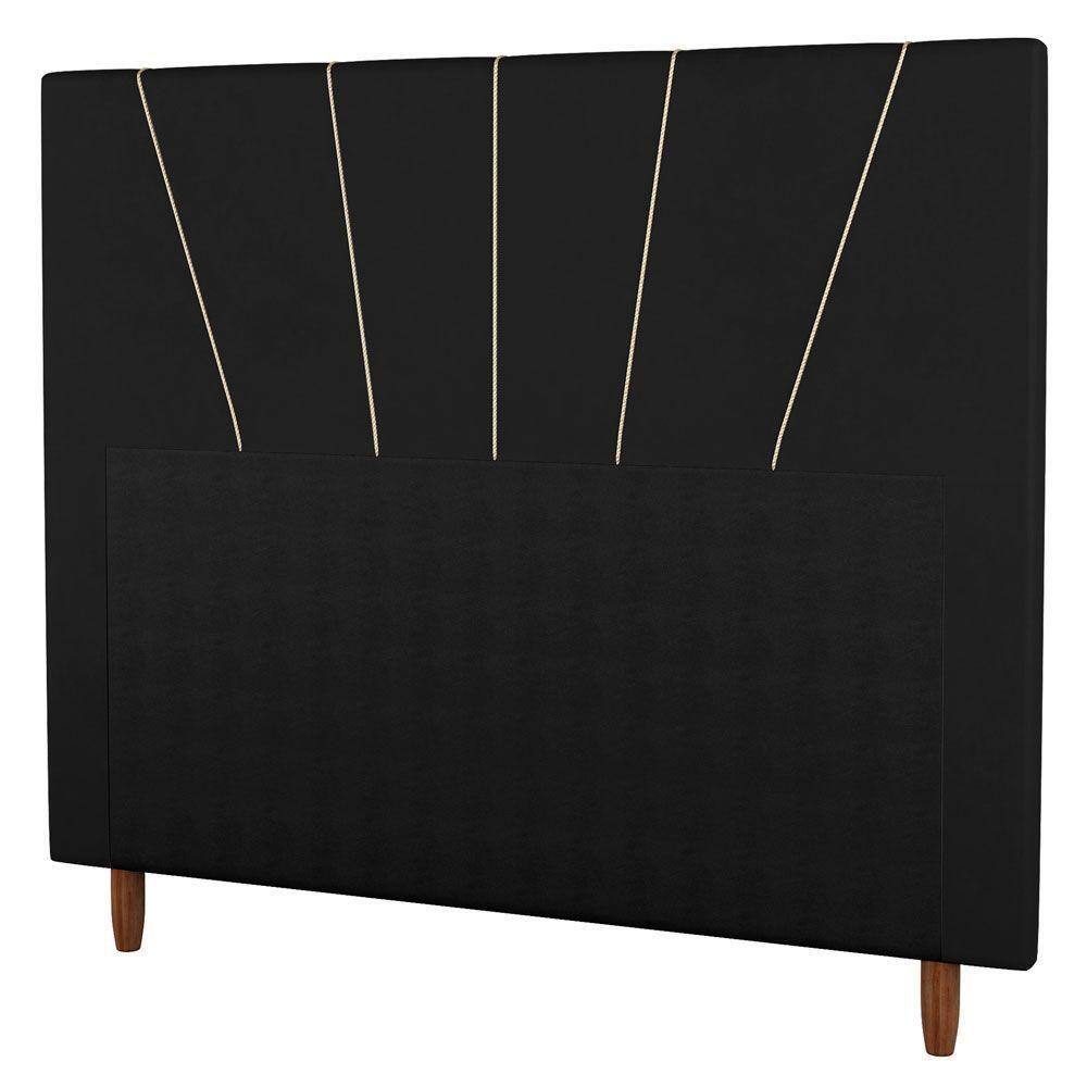 Cabeceira Solteiro 90cm Sintético Preto