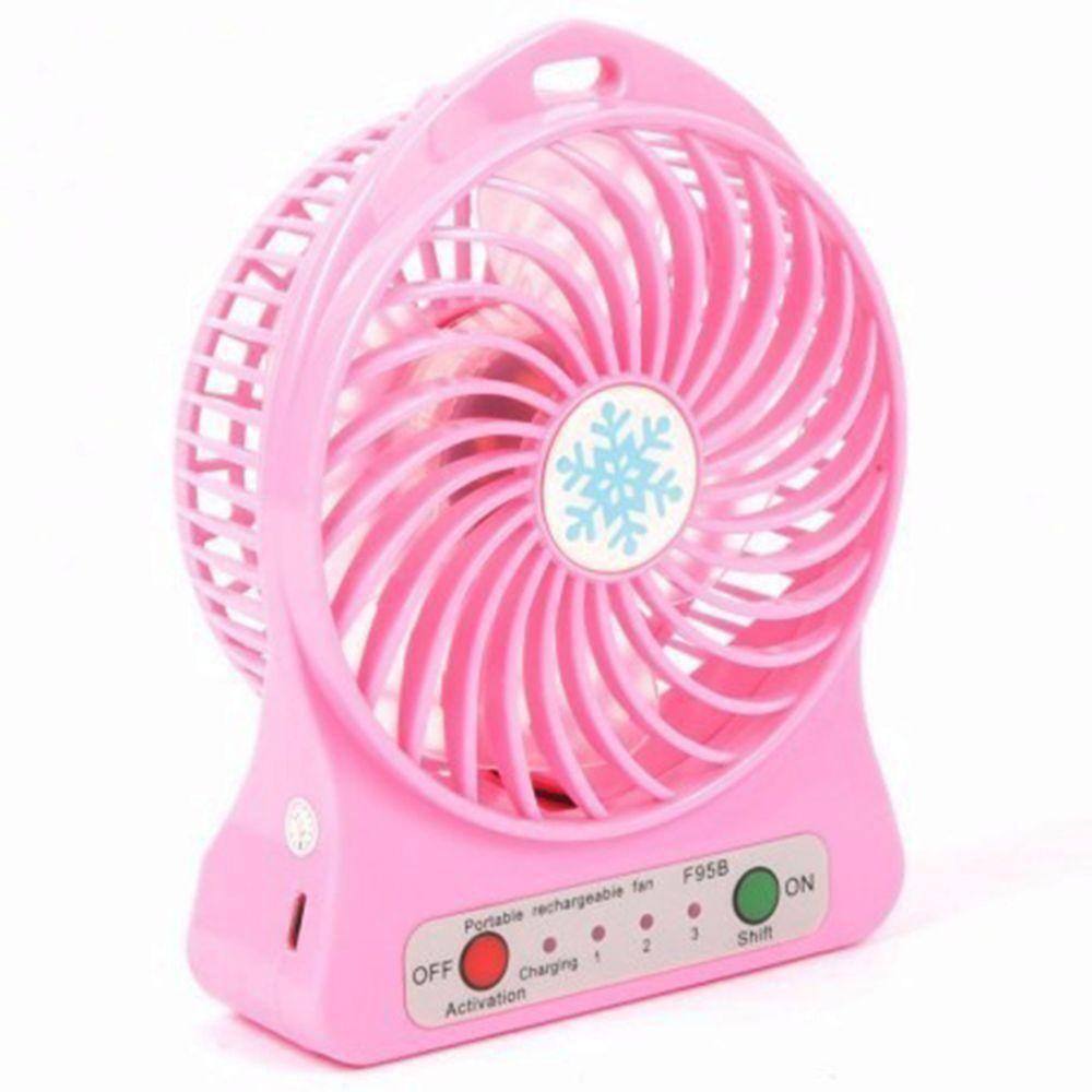 Mini Ventilador Portátil Mesa Usb Com 3 Vel Potente Rosa