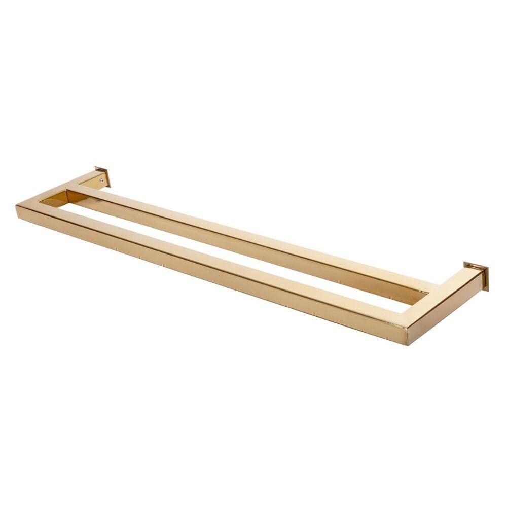 Toalheiro de Banho Banheiro Duplo 60cm em Aço Inox Dourado Linha Larissa Stainless LA502926