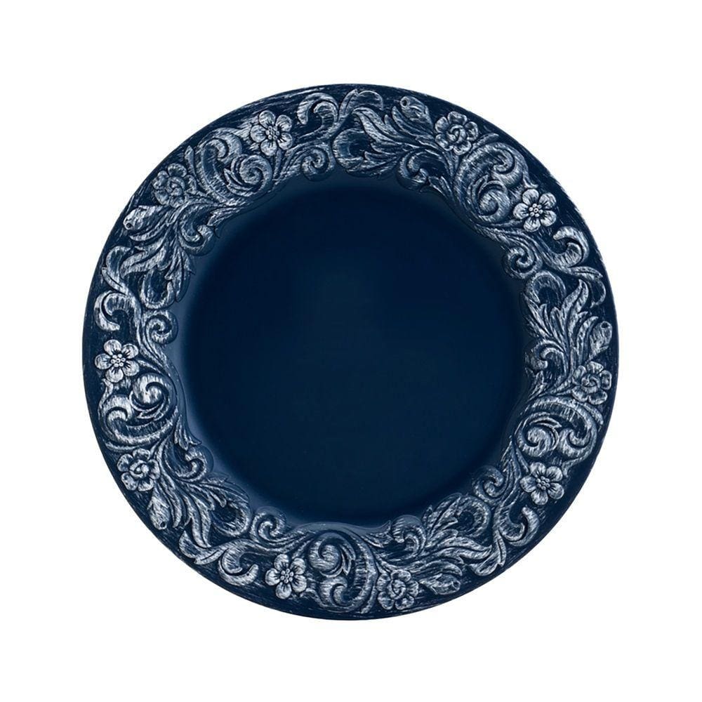 Sousplat de Plástico Patinado Garden Azul 33cm Lyor