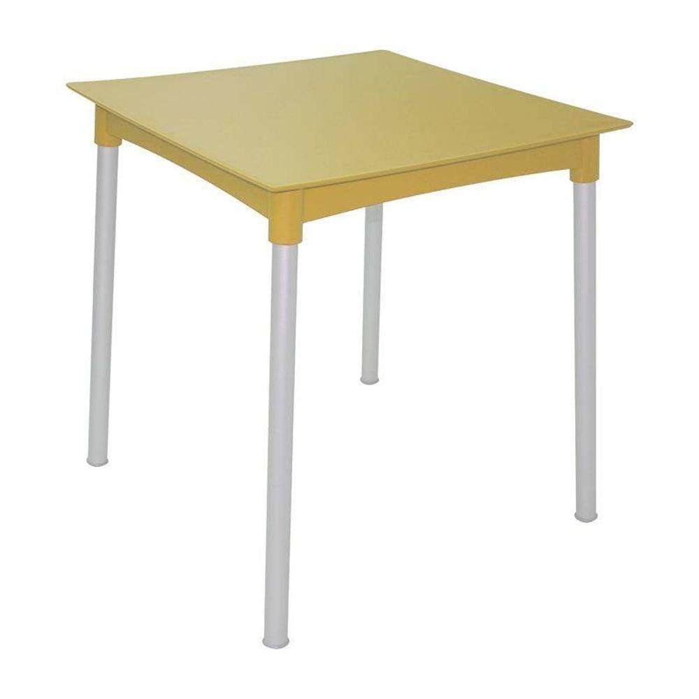 Mesa Plastica Diana Amarela Com Pernas De Aluminio Anodizado
