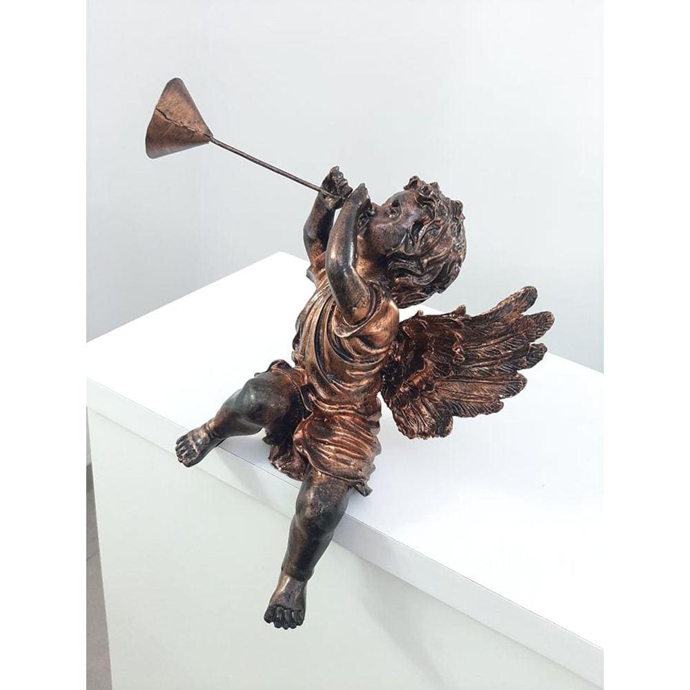 Anjo Sentado em Resina Bronze 30 x 28 cm
