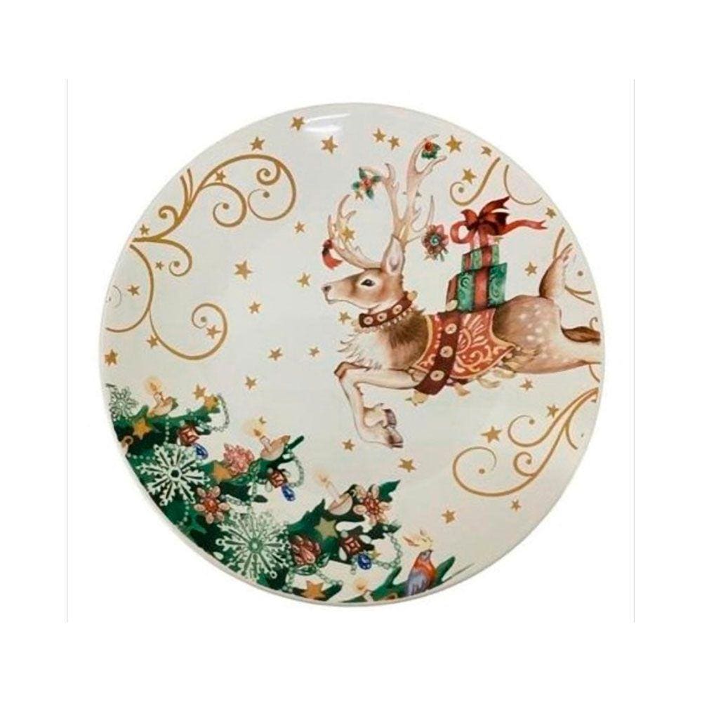 Prato Sobremesa Cerâmica Rena Christmas Day 20cm - Unid.