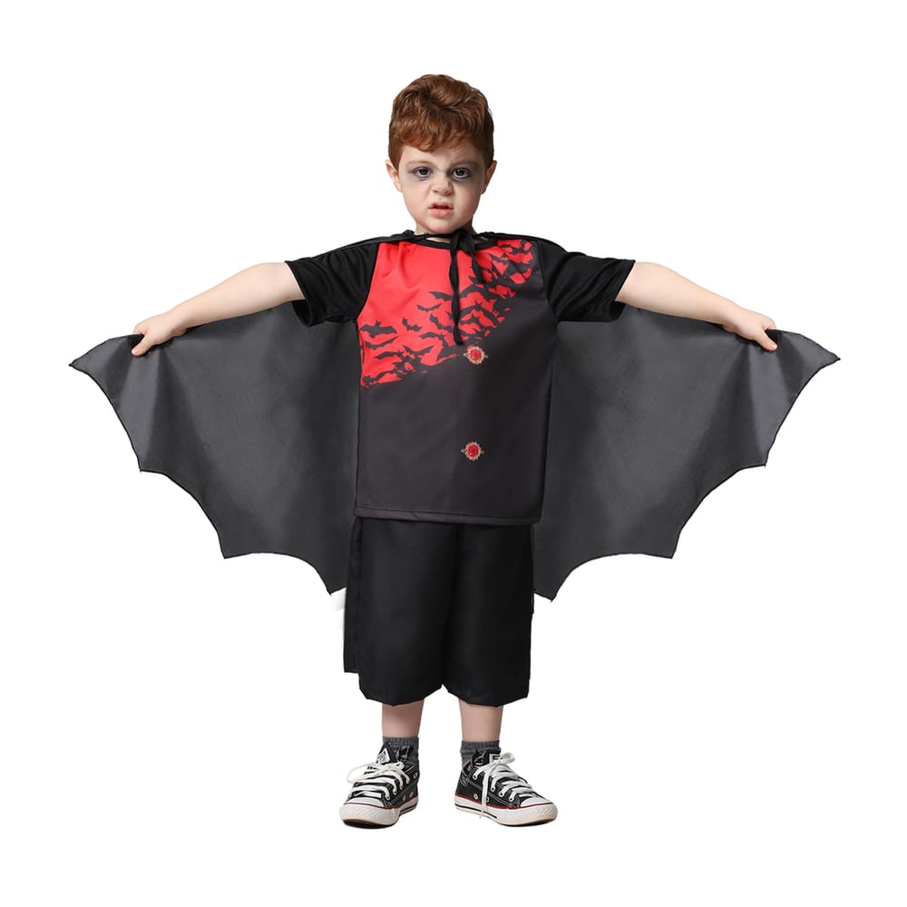 Fantasia Drácula Vampiro Halloween Infantil Roupa + Capa Top em