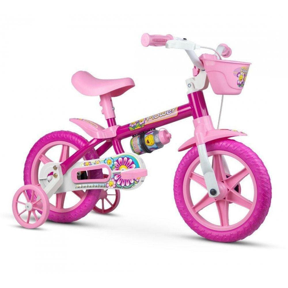 Bicicleta Infantil Aro 12 Flower com Rodinhas - Nathor