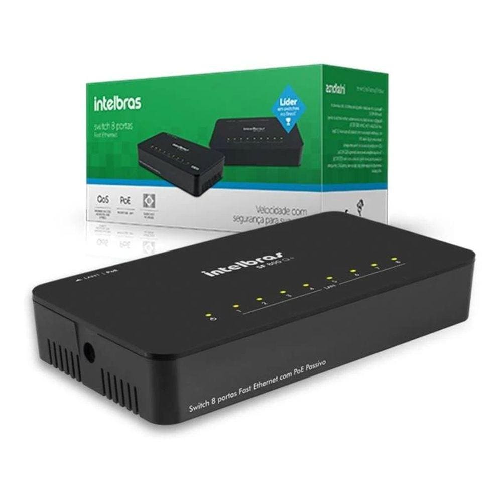 Switch 8 Portas Fast Ethernet Sf 800 Q+ Intelbras