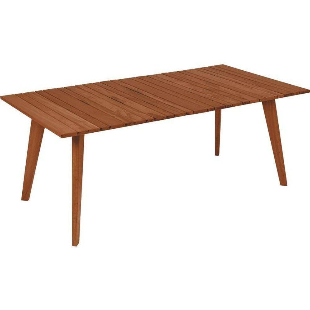 Mesa De Madeira Muiracatiara Retangular Toscana Eco Clear 6 Lugares 1926X100x750mm