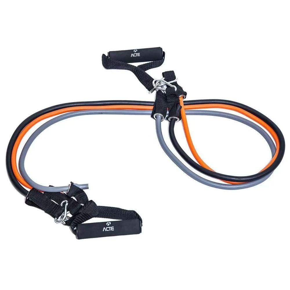 Extensor Elastico Acte Sports Kit Multifuncional T67 - Laranja/Cinza U