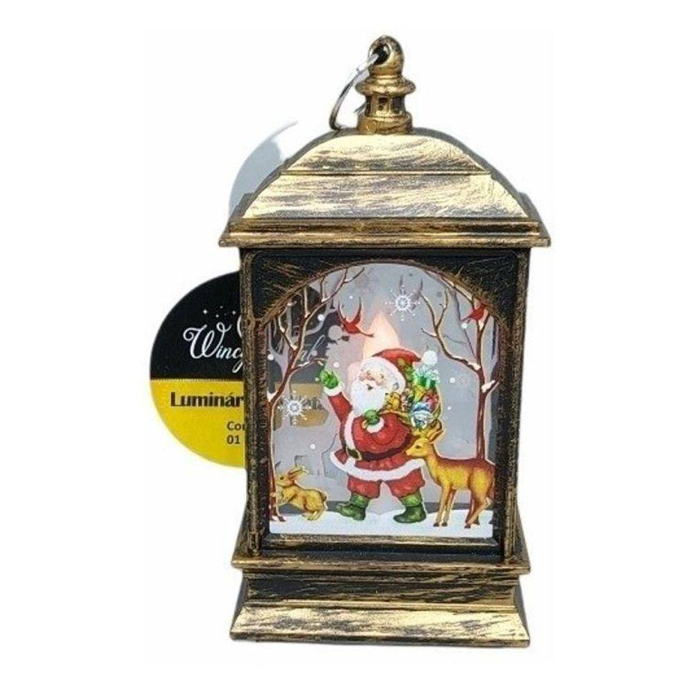 Decoração Enfeite Natalino Lamparina Natal Led Papai Noel