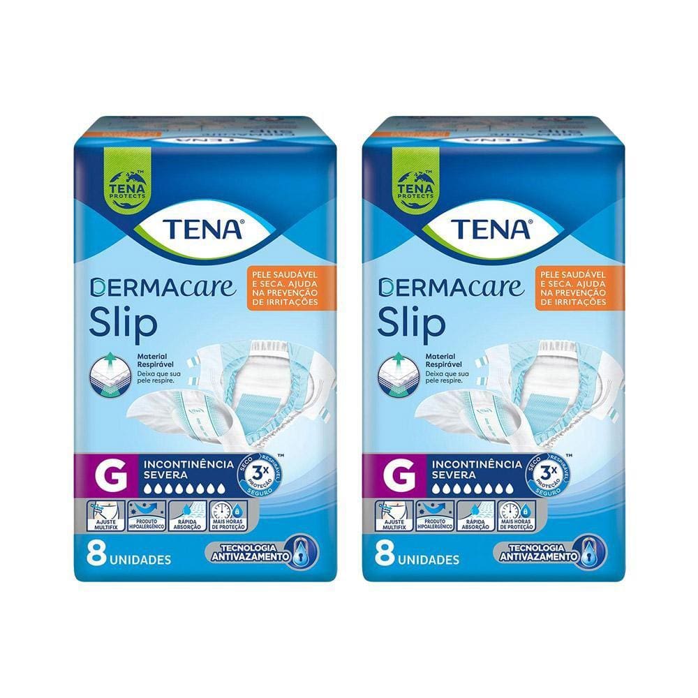 Kit 2 Fralda Geriátrica Tena Dermacare Slip Ultra G com 8 un cada