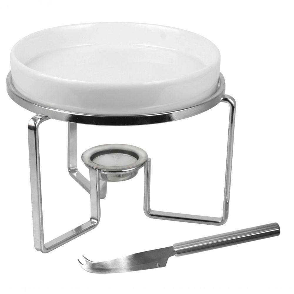 Rechaud Para Queijo Brie Em Cerâmica Com Faca 15Cm