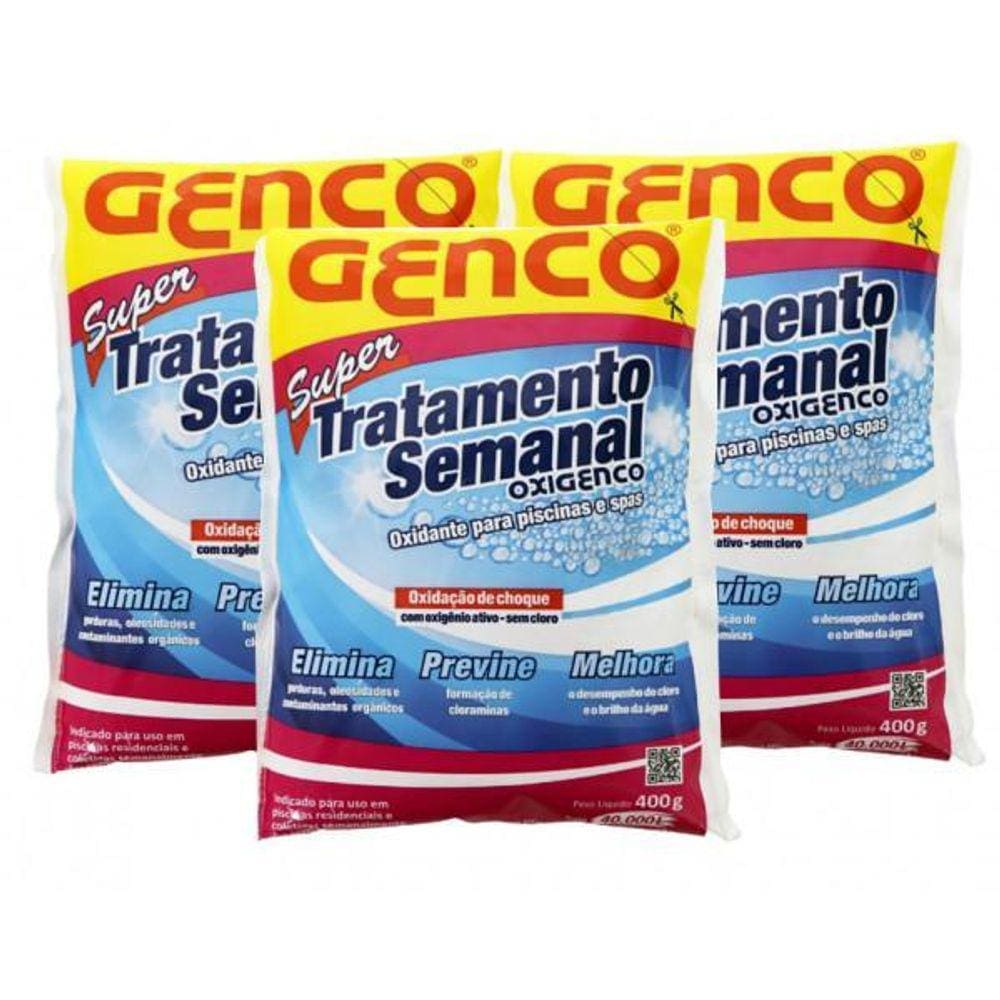 3 Oxigenco Tratamento Semanal Oxidante Genco Para Piscinas