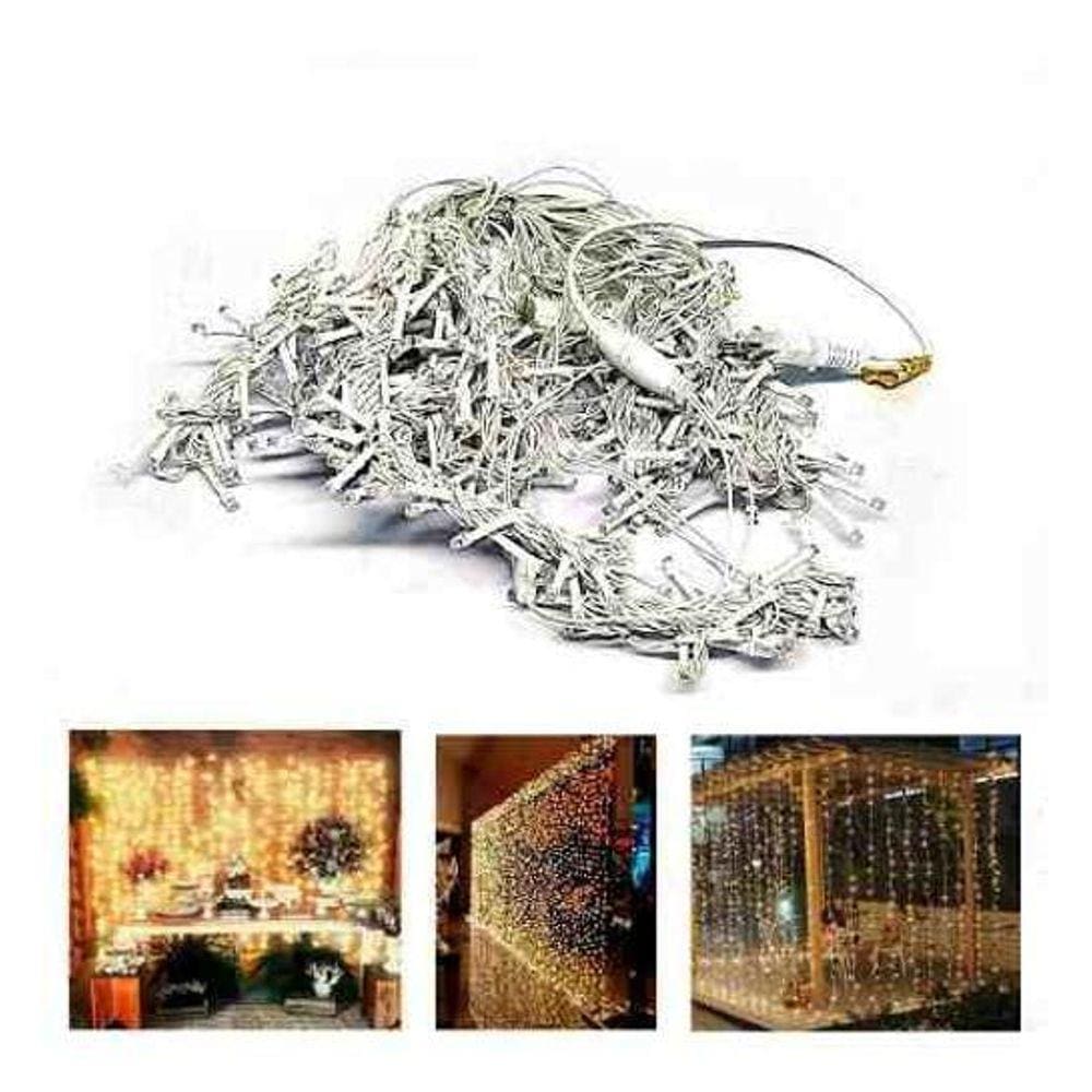 Cortina Led 3X2M 300 Leds Bco Quente Fixo Festa 110V 3Fw1