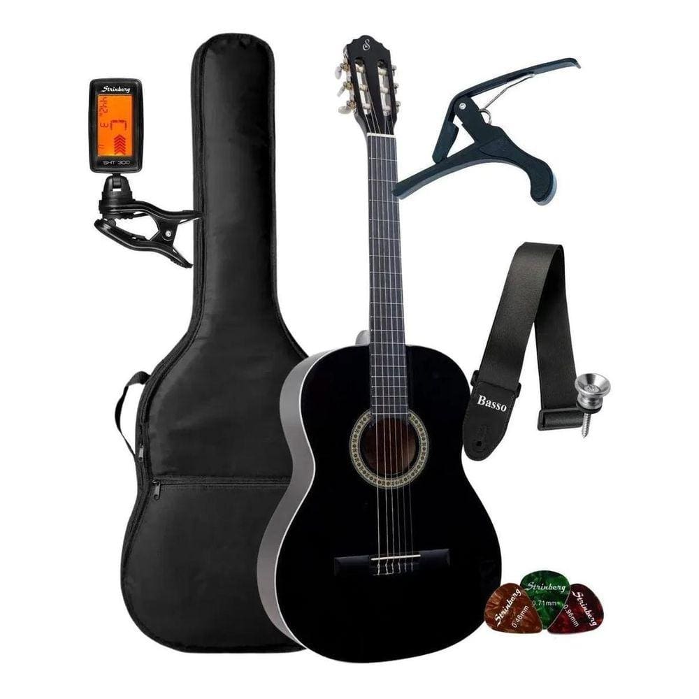 Kit Violao Giannini Acustico Nylon N14 Bk Completo