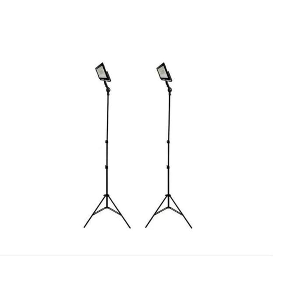 02 Tripé Reclinável Com Holofote 50W Refletor Iluminação Led