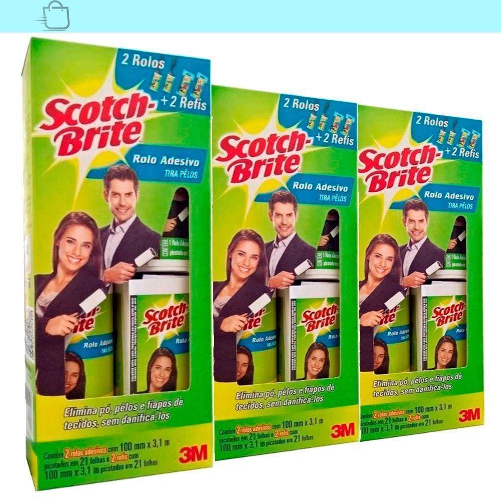 kit3 Rolo Adesivo Tira Pelos Scotch-brite 100mmX3,1m 21Folha