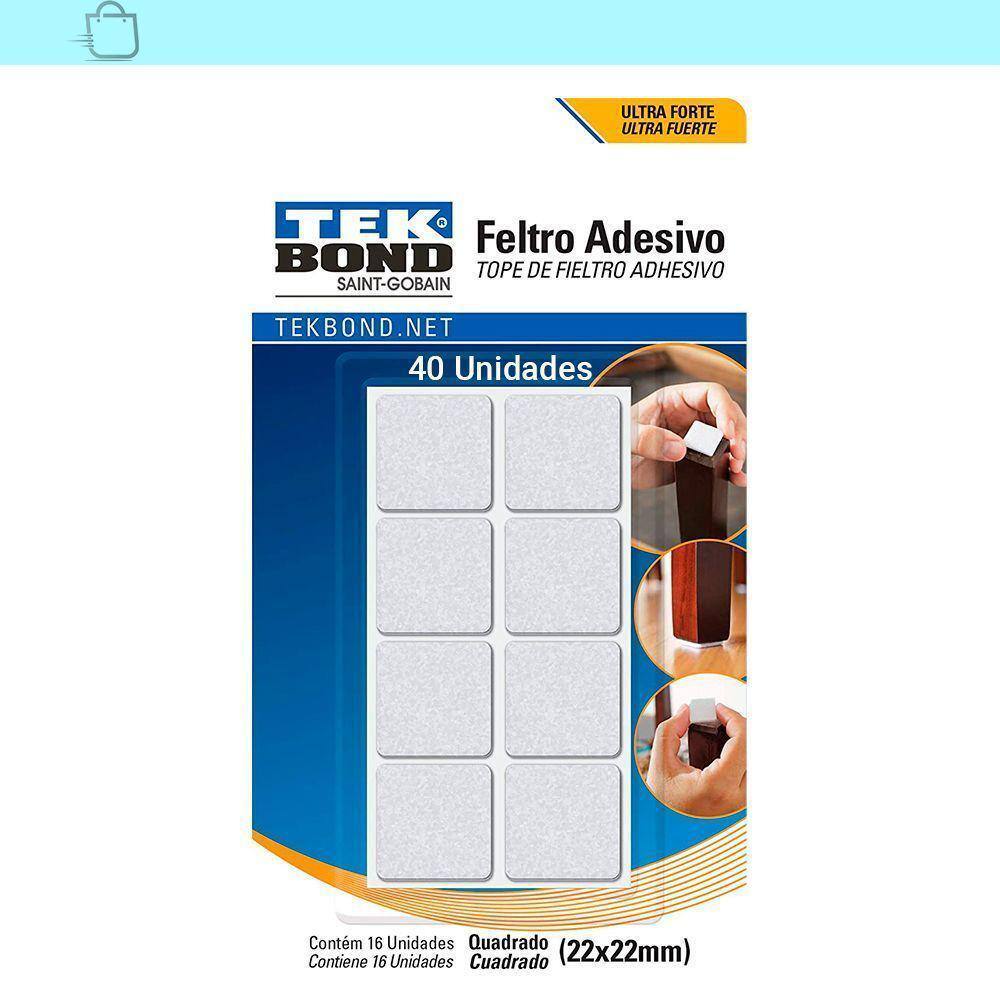 Feltro Quadrado 22 mm Branco Cartela C/40 Unidades