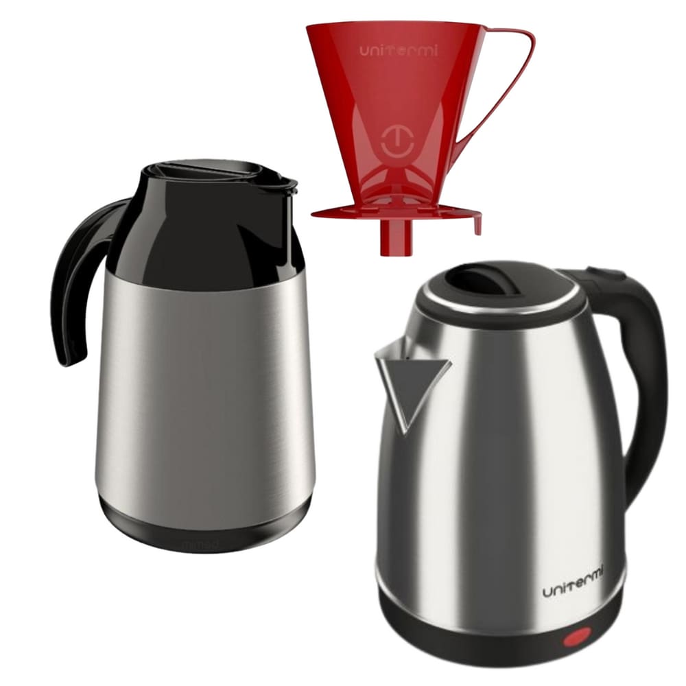 Kit Chaleira elétrica 220V+ Garrafa Térmica Inox 0,6l+Filtro
