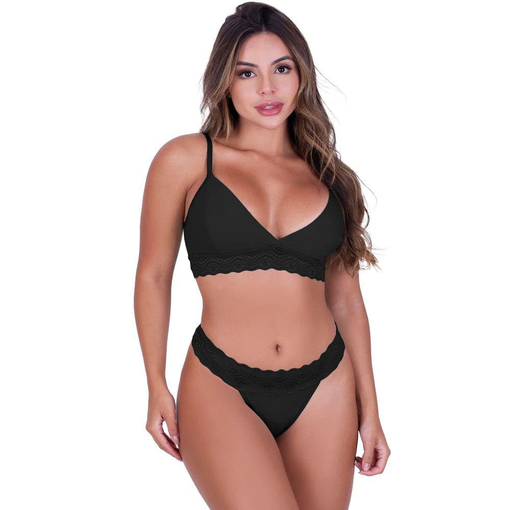 Conjunto Lingerie Vitoria de Microfibra e Renda