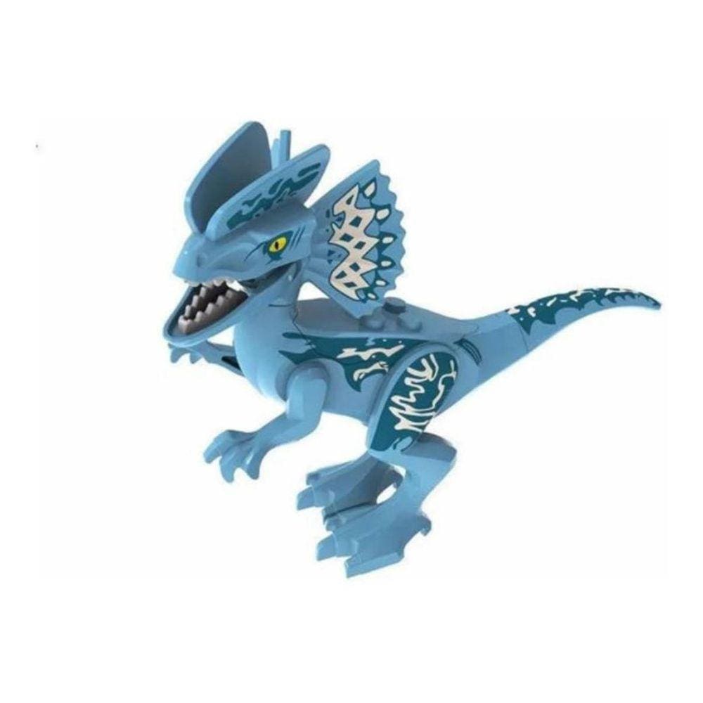 Boneco Blocos De Montar Dinossauro Jurássico White Blue
