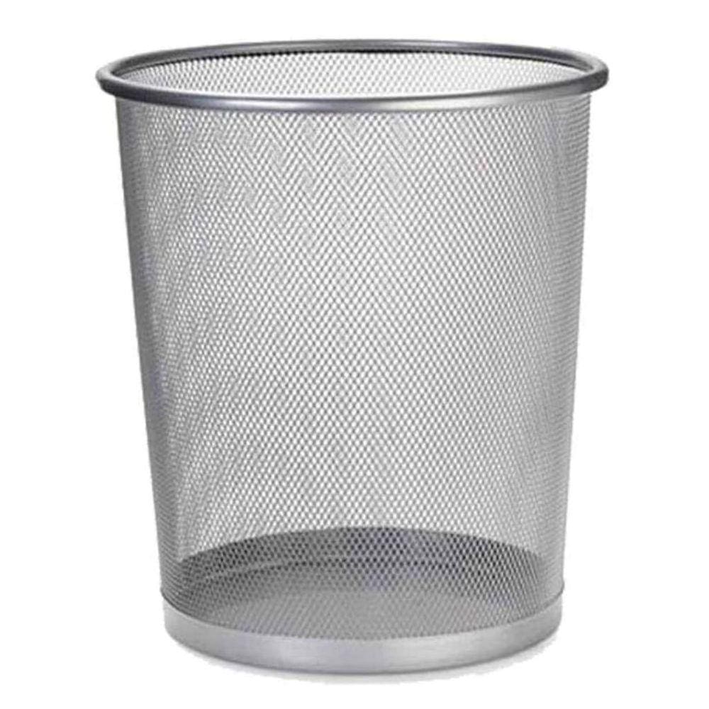 Lixeira Metal Aramado Tela Cesto De Lixo 10 Litros - Prata