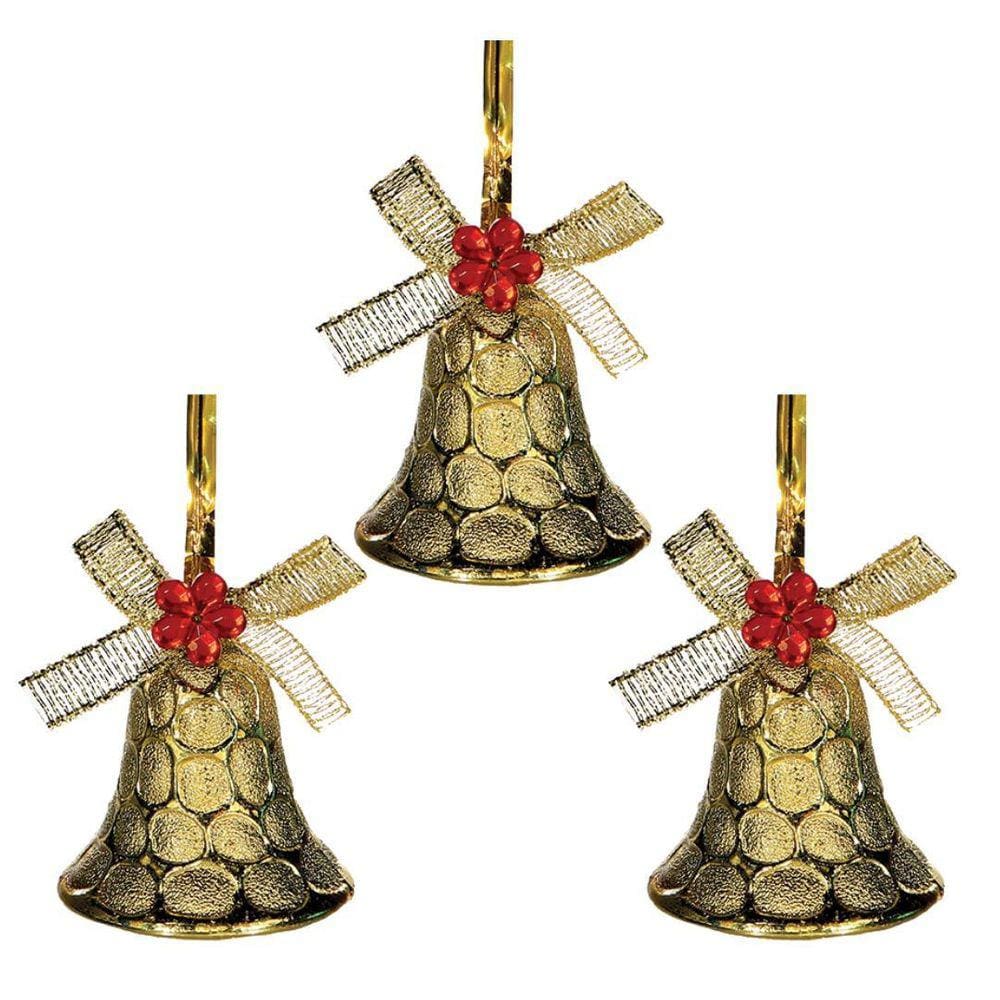 Kit 3 Enfeites Sinos Para Arvore De Natal Decoração 3,5X4 Cm