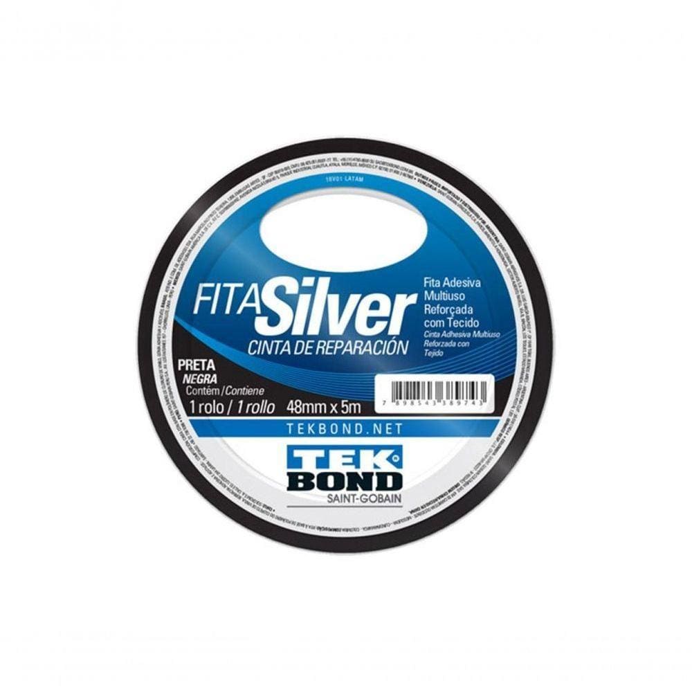 Fita Silver Tape Tekbond Preta 48Mmx5M