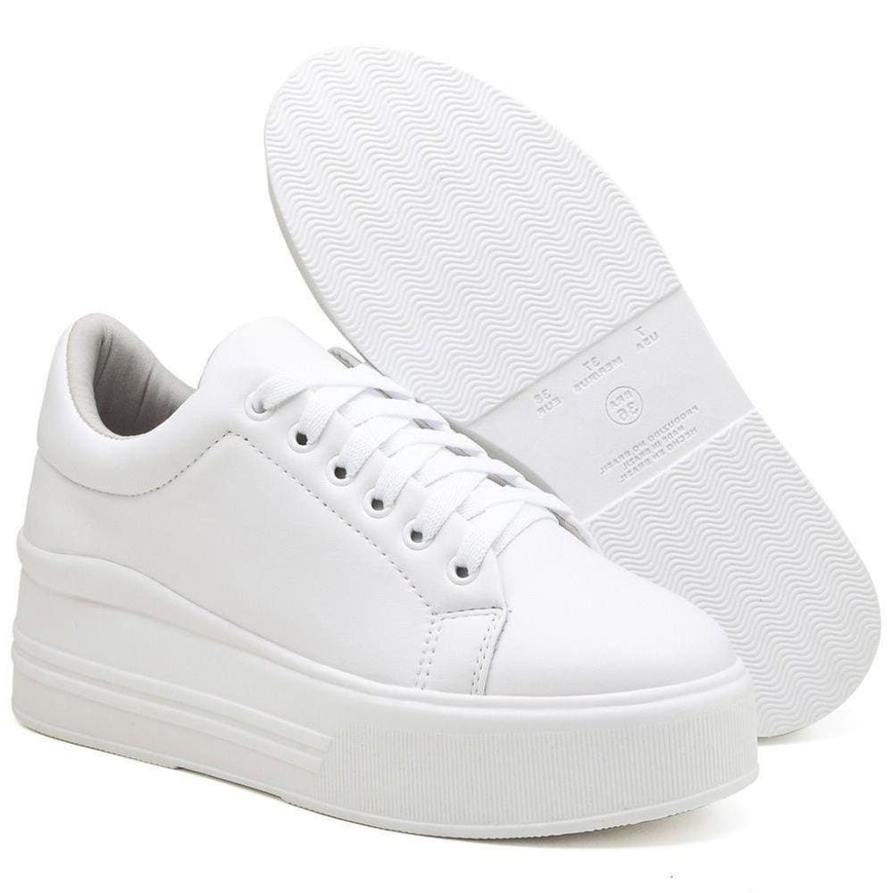 Tênis Feminino Chuncky Branco Com Detalhe Metalizado