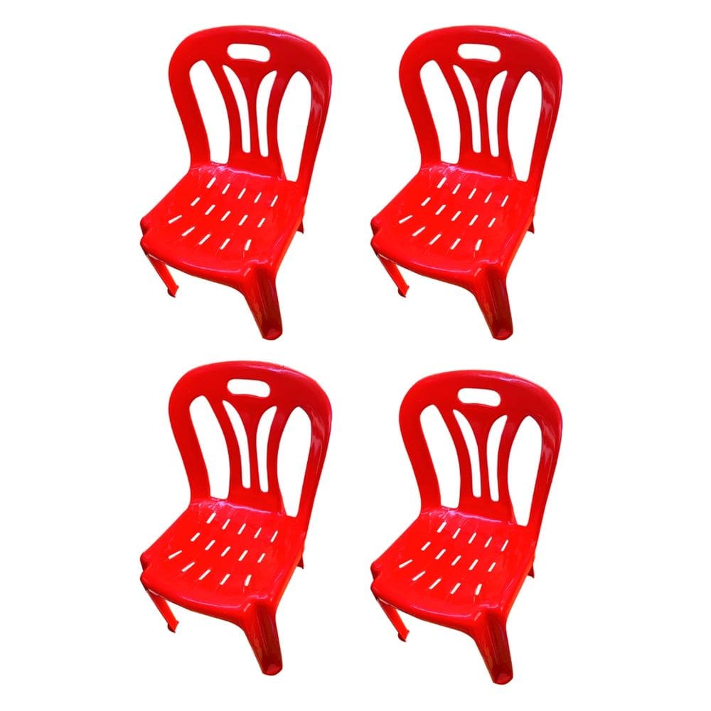 04 Cadeiras Infantil de Plástico Para Estudar Desenhar e Brincar Diversas Cores Vermelho