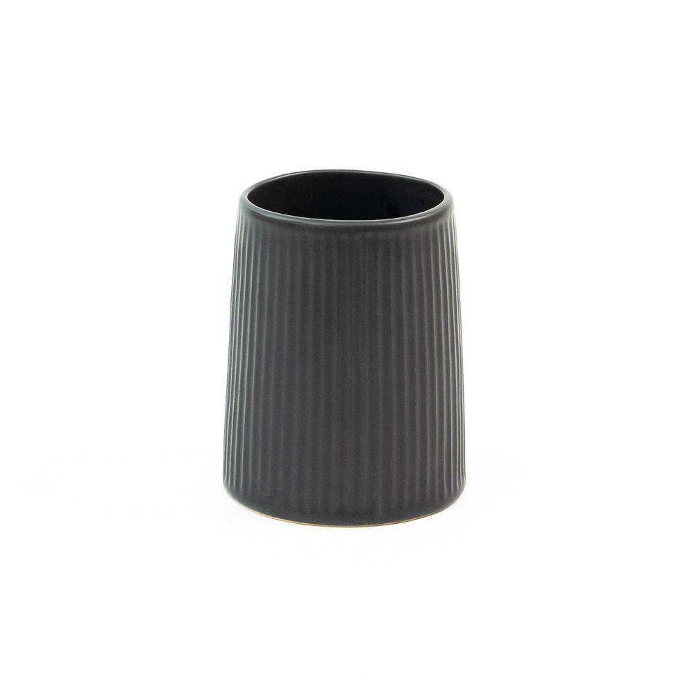 Porta objetos de cerâmica listras preto - OIKOS