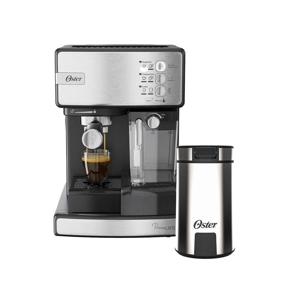 Cafeteira Nova Primalatte Inox E Moedor De Café Oster 127v