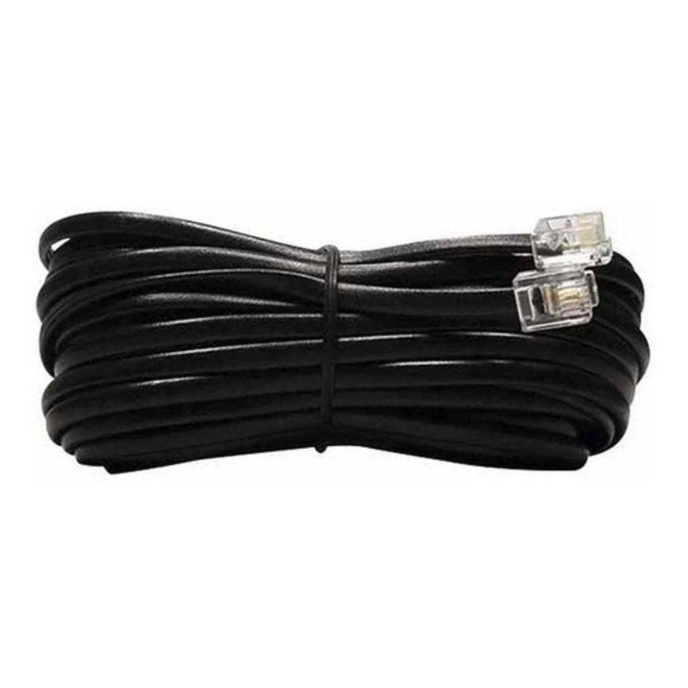 Cabo Liso Extensão Telefone 5 Mts Rj11 Preto