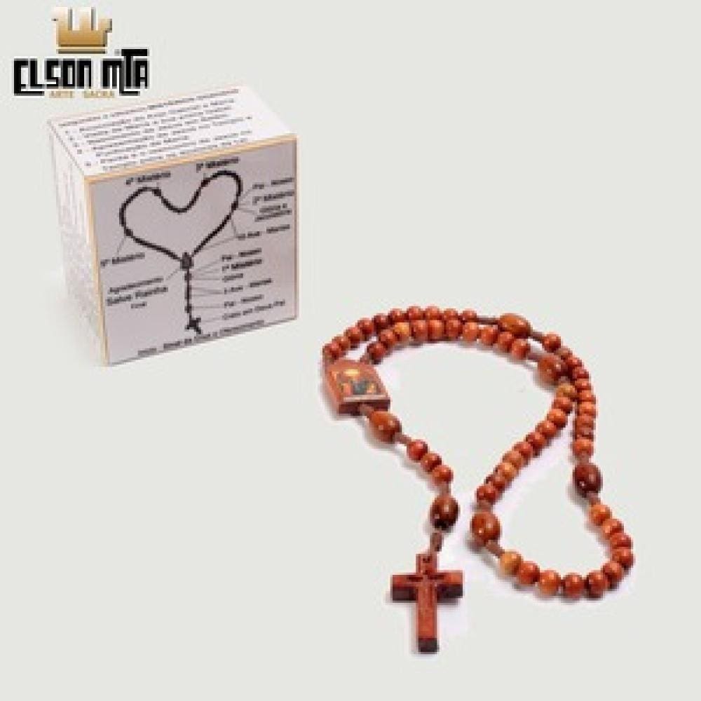 Terço Nossa Senhora Rainha dos Apóstolos - Acabamento Mogno