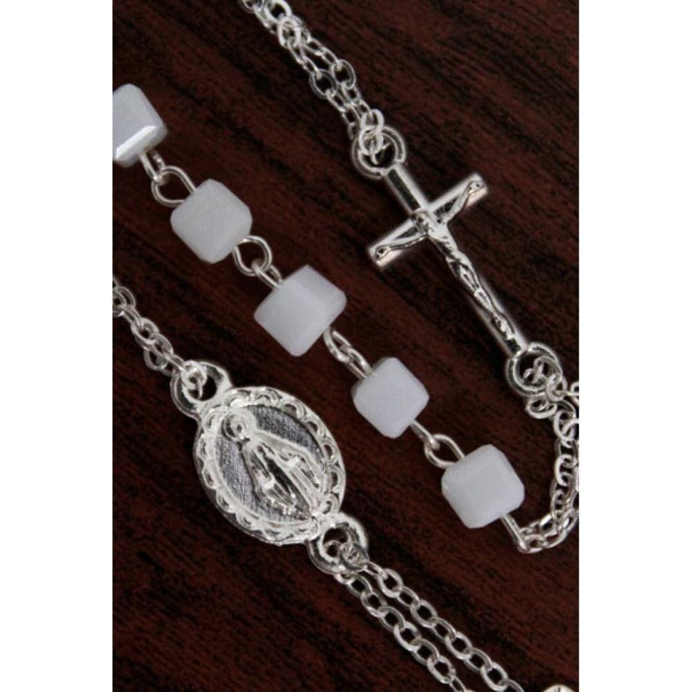 Pulseira de Rosário com contas de cristal branca