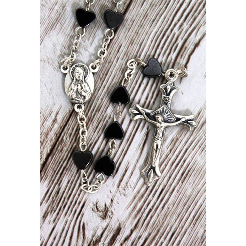 Terço de hematita em forma de coração