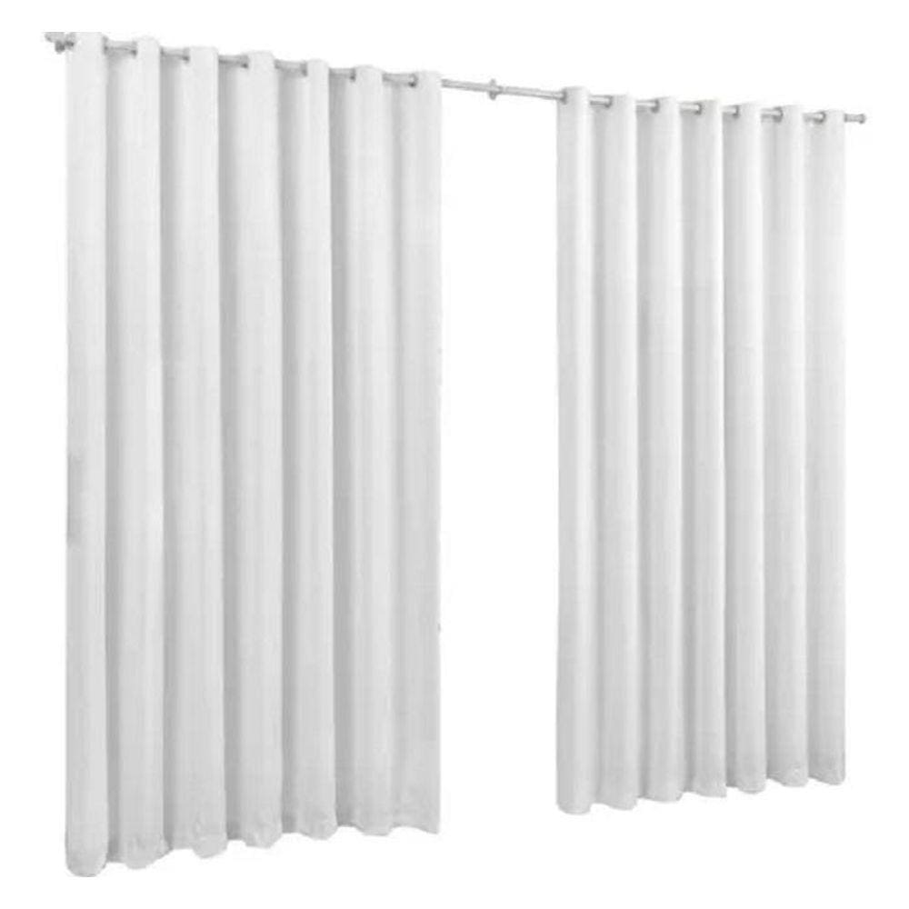Cortina Microfibra 5,00X2,50 Branco Ilhós Cromado Quadrado.