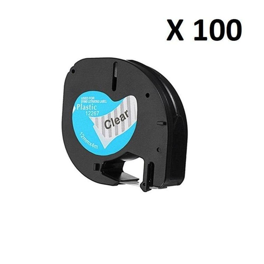 Kit 100 Fita Compatível Letratag Plástica 12267 Incolor 12Mm