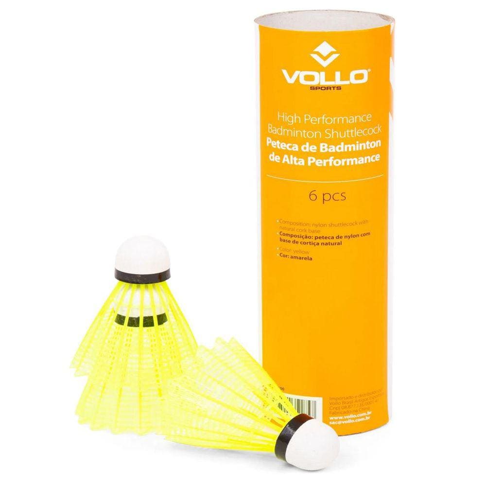 Peteca Badminton De Nylon E Cortiça 6 Unidades Vb600 Vollo