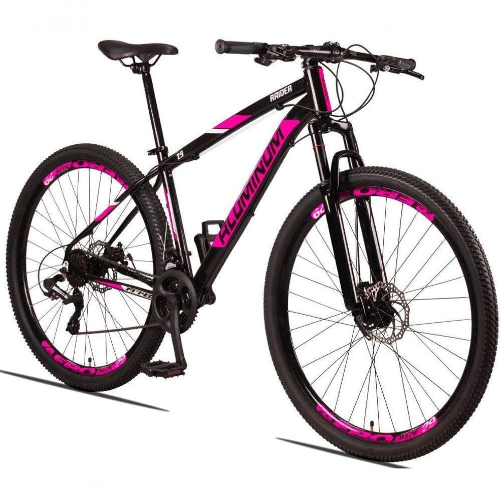Bicicleta Aluminum Raider 24V Aro 29 Index Preto+Rosa