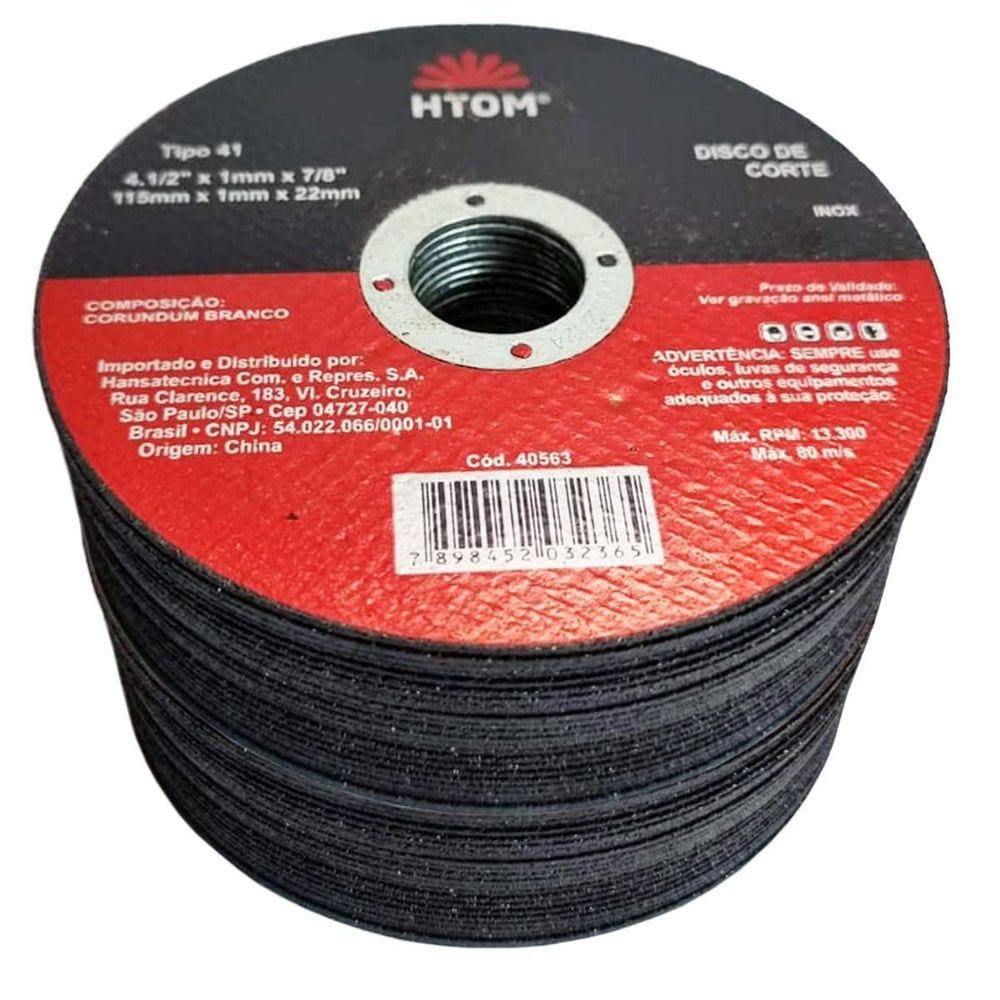 50 Discos De Corte 4 1/2 Inox Metal Fino 1Mm Esmerilhadeira