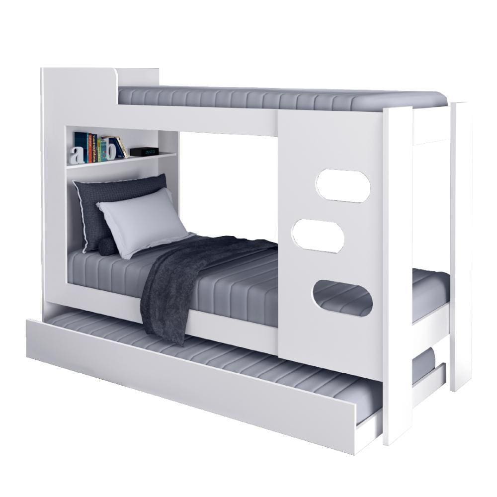 Beliche Floripa Com Cama Auxiliar Para Colchão 0,88M Branco