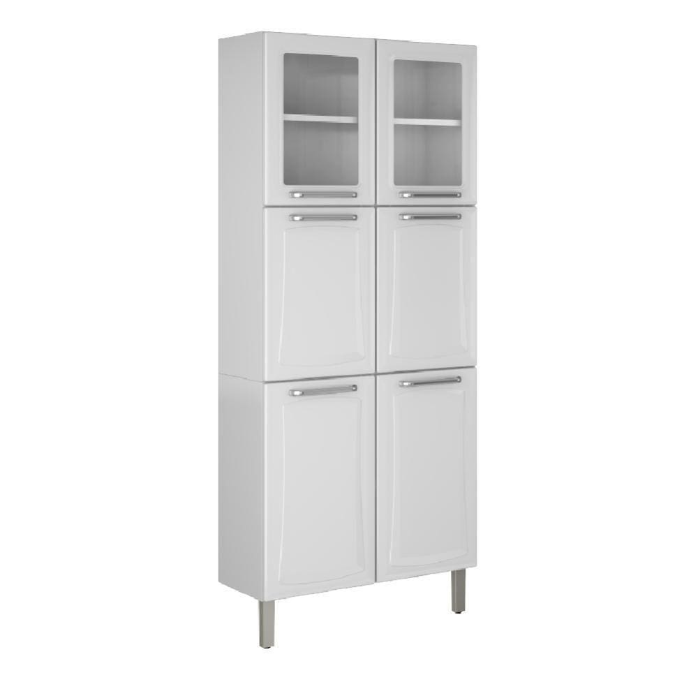 Armário De Cozinha E Paneleiro Duplo C/Vidro 6 Portas Branco