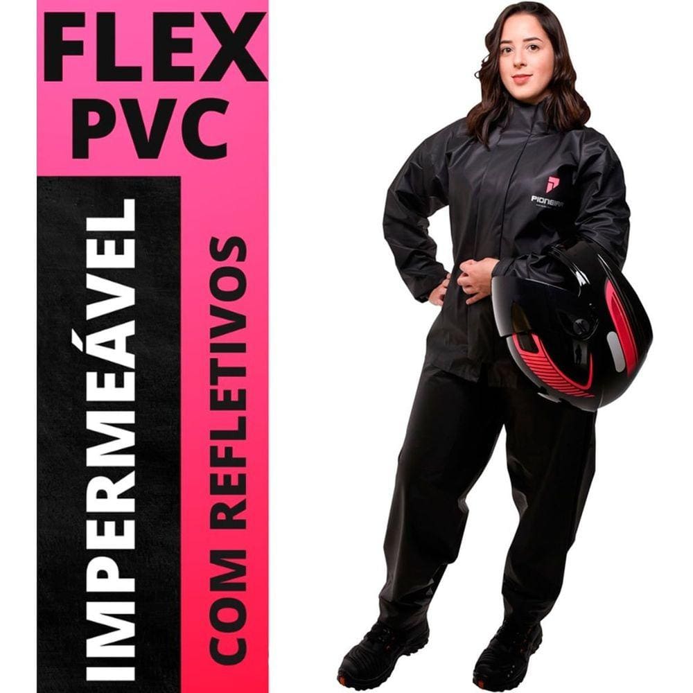 Capa Chuva Feminina Motoqueira Impermeável Com Refletivos
