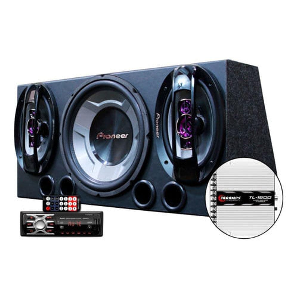 Caixa Trio Completa Sub Pioneer + Radio Bt + Modulo Taramps