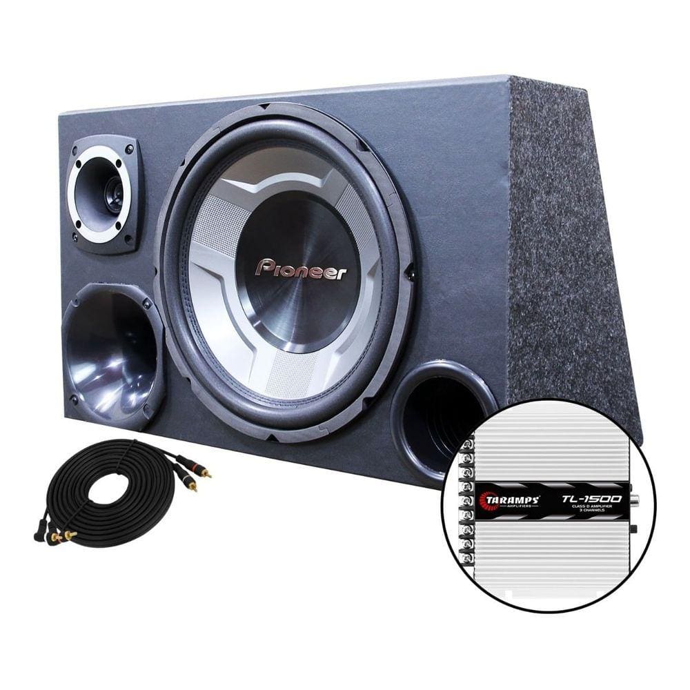 Caixa Taramps 1500 Trio + Pioneer Completa Som Subwoofer