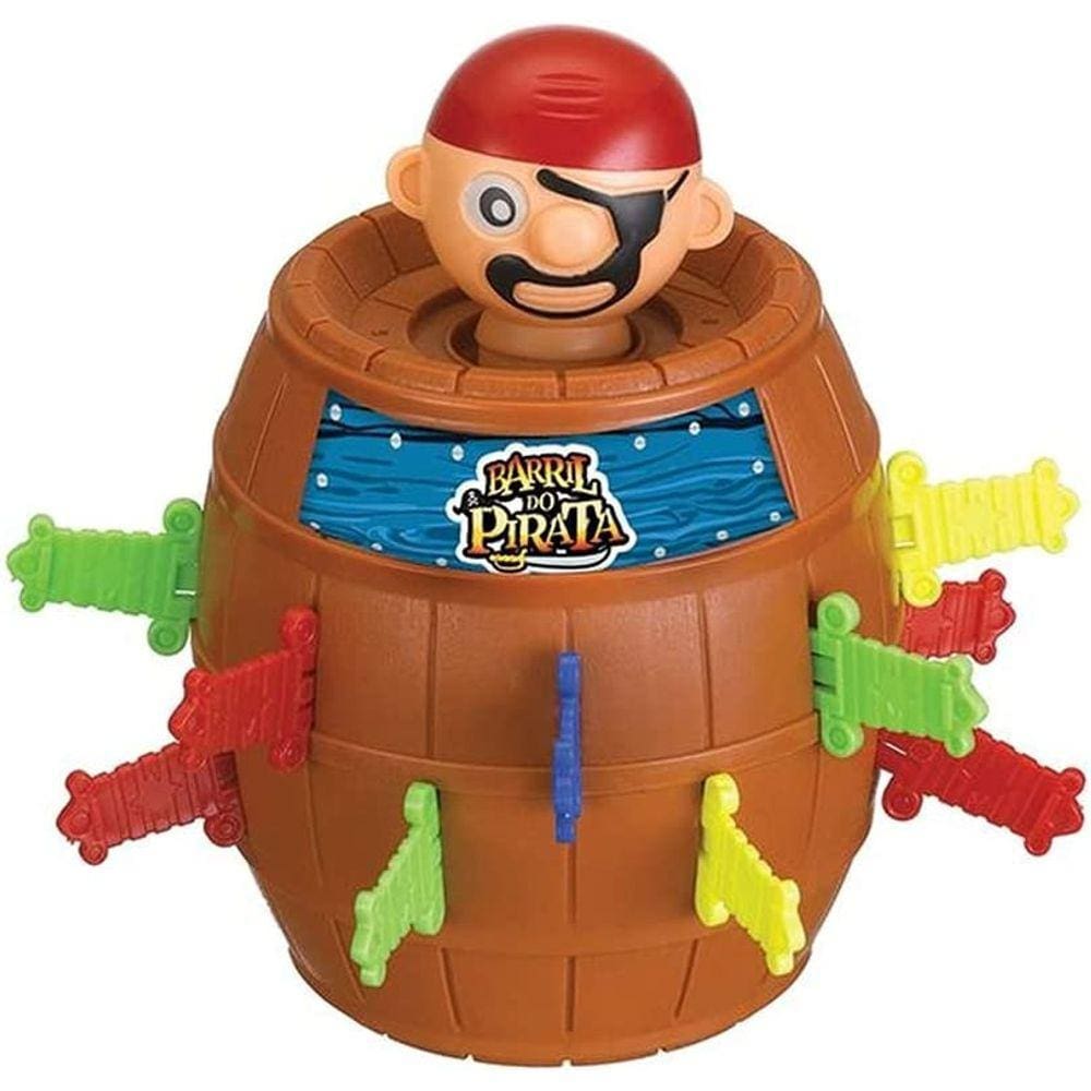 Jogo Pula Pirata Barril do Pirata Brinquedo Grande 18 x 13cm