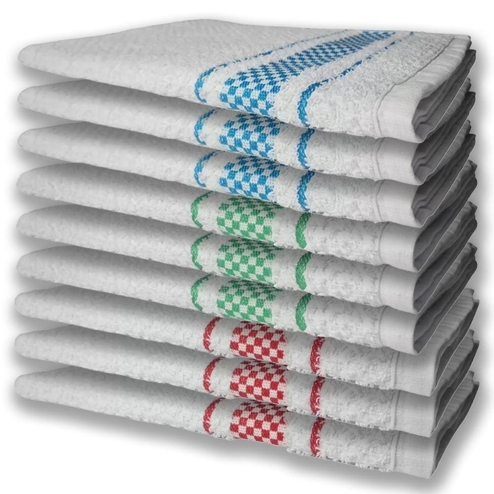 9 Panos De Prato Atoalhado Felpudo Verde Azul Vermelho