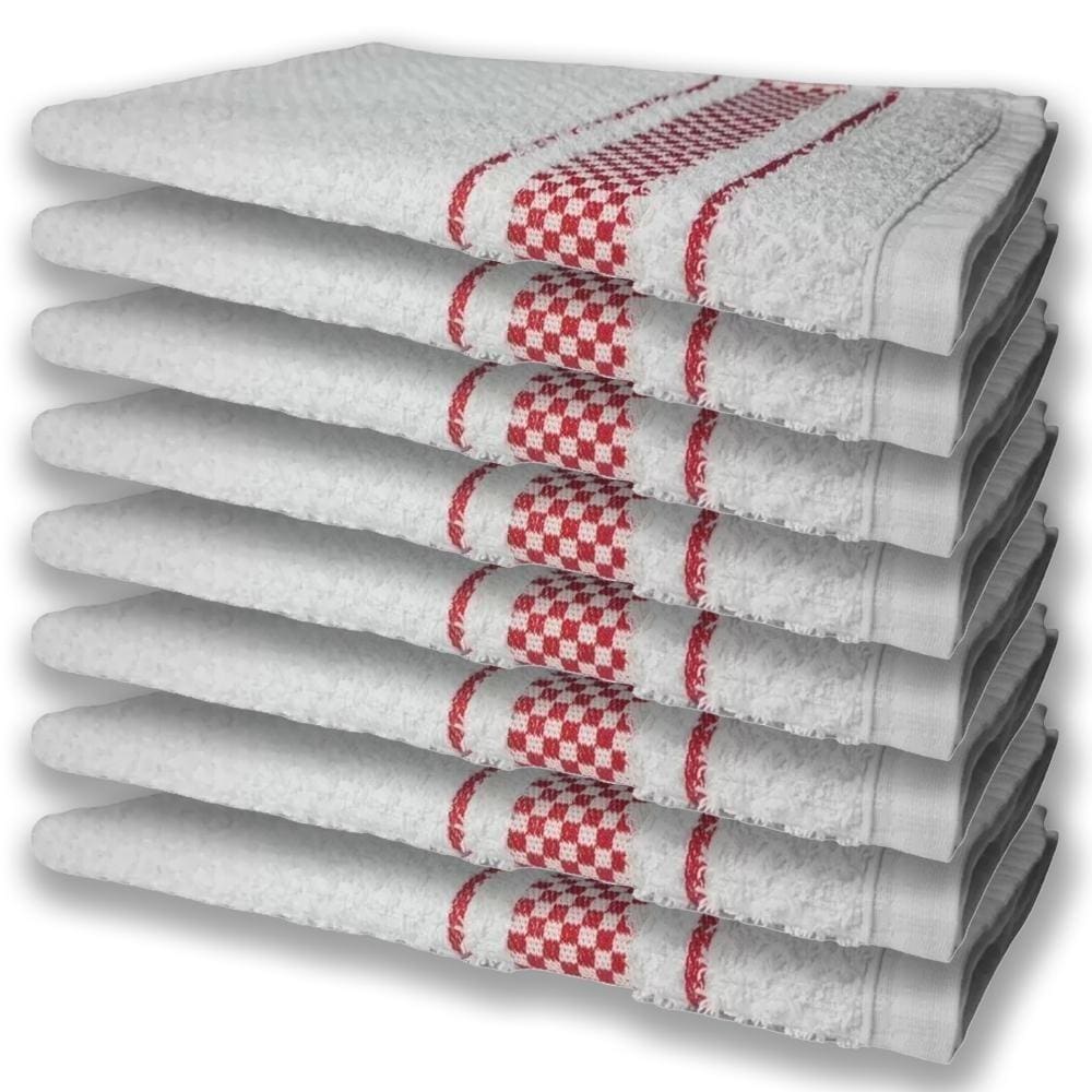 8 Panos De Prato Atoalhado Felpudo Vermelho